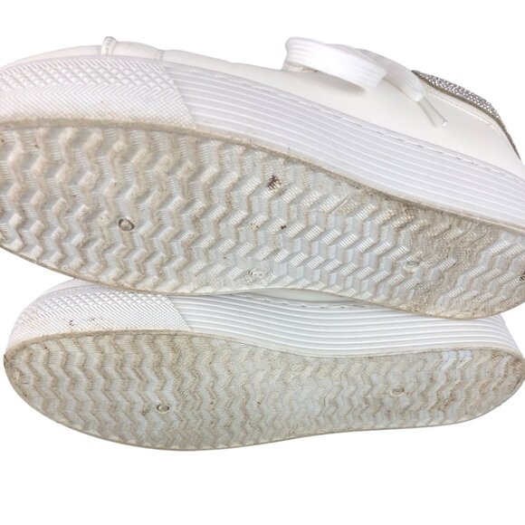 Qupid Womens Size 8 White & Silver Rhinestones Platform Sneakers - Picture 10 of 14